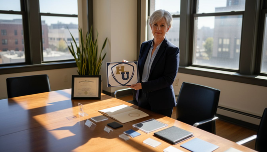 Administrator displays new certificate holder in office