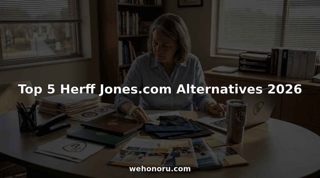Administrator reviewing graduation supplies alternatives