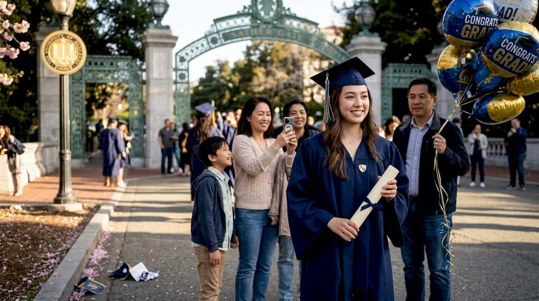 UC Berkeley graduate with family post-ceremony