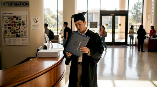 CSUN graduate holding official diploma cover