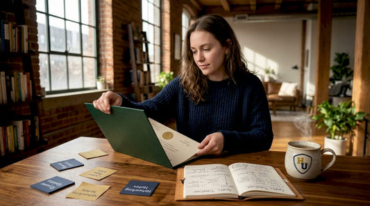 Graduate safely storing diploma at kitchen table