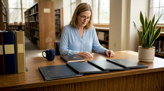 Administrator reviewing diploma cover options