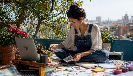 Woman planning graduation presentation materials