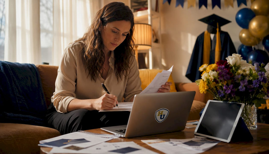Planner reviewing graduation timeline checklist