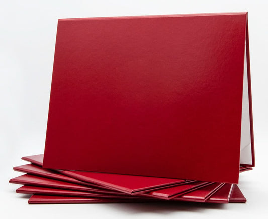 Real red Honor U tent-style diploma covers for the USC school and size guide