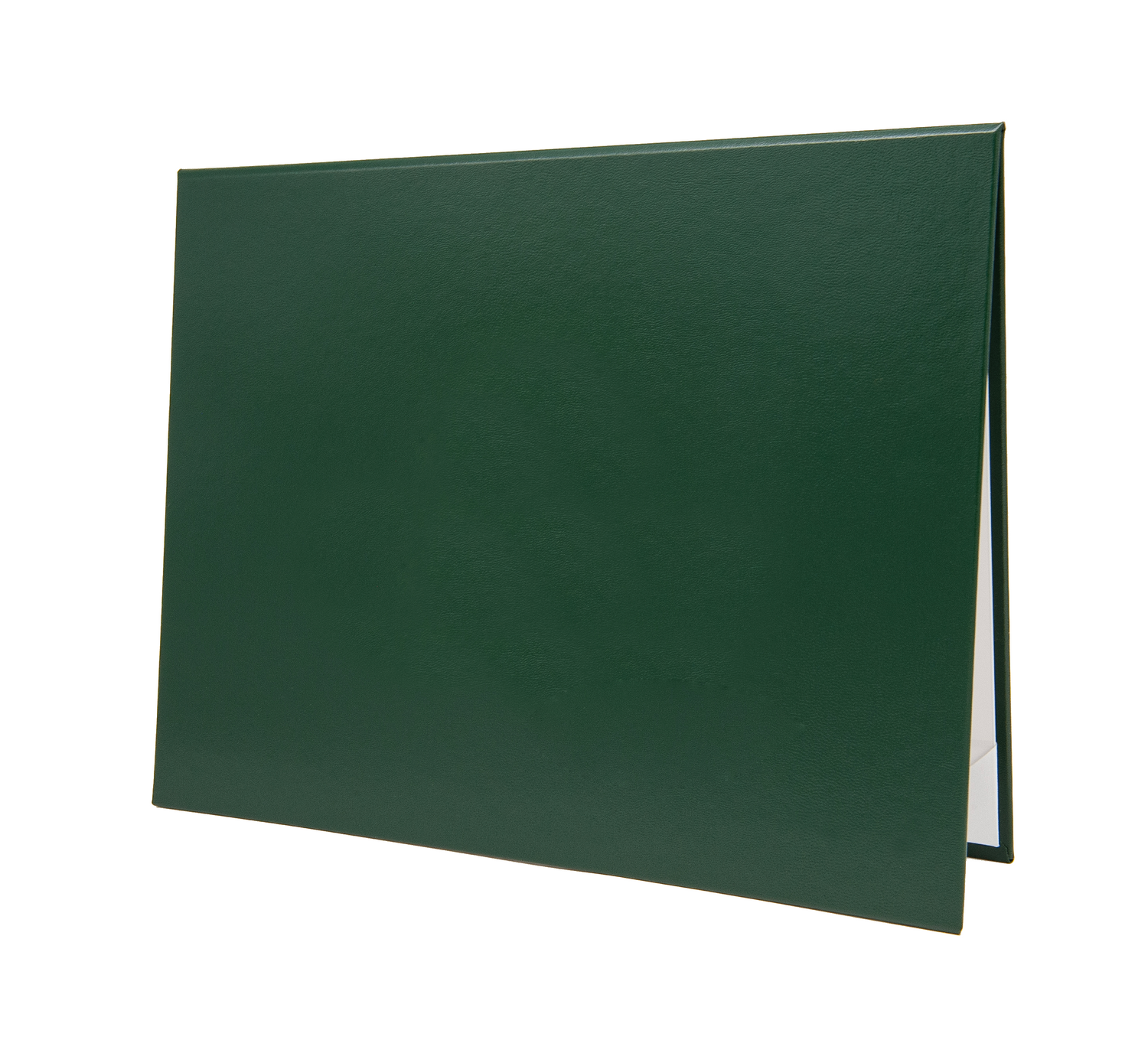 Green sleek solid black document cover designed for certificates, awards, or diplomas. Durable hardback case in premium faux leather/leatherette, offering a polished finish for a professional display. Ideal for presentations, graduations, and recognitions