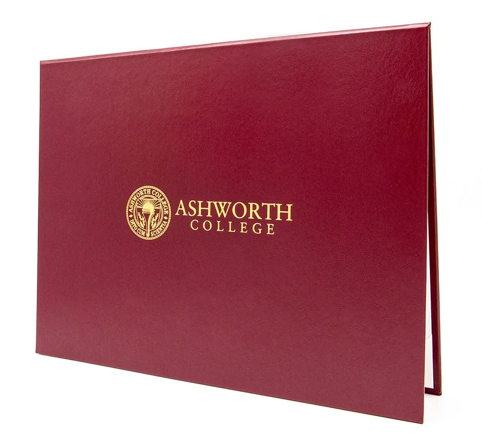 Custom Honor U tent-style document cover with metallic foil logo printing, featuring a professional and durable design.