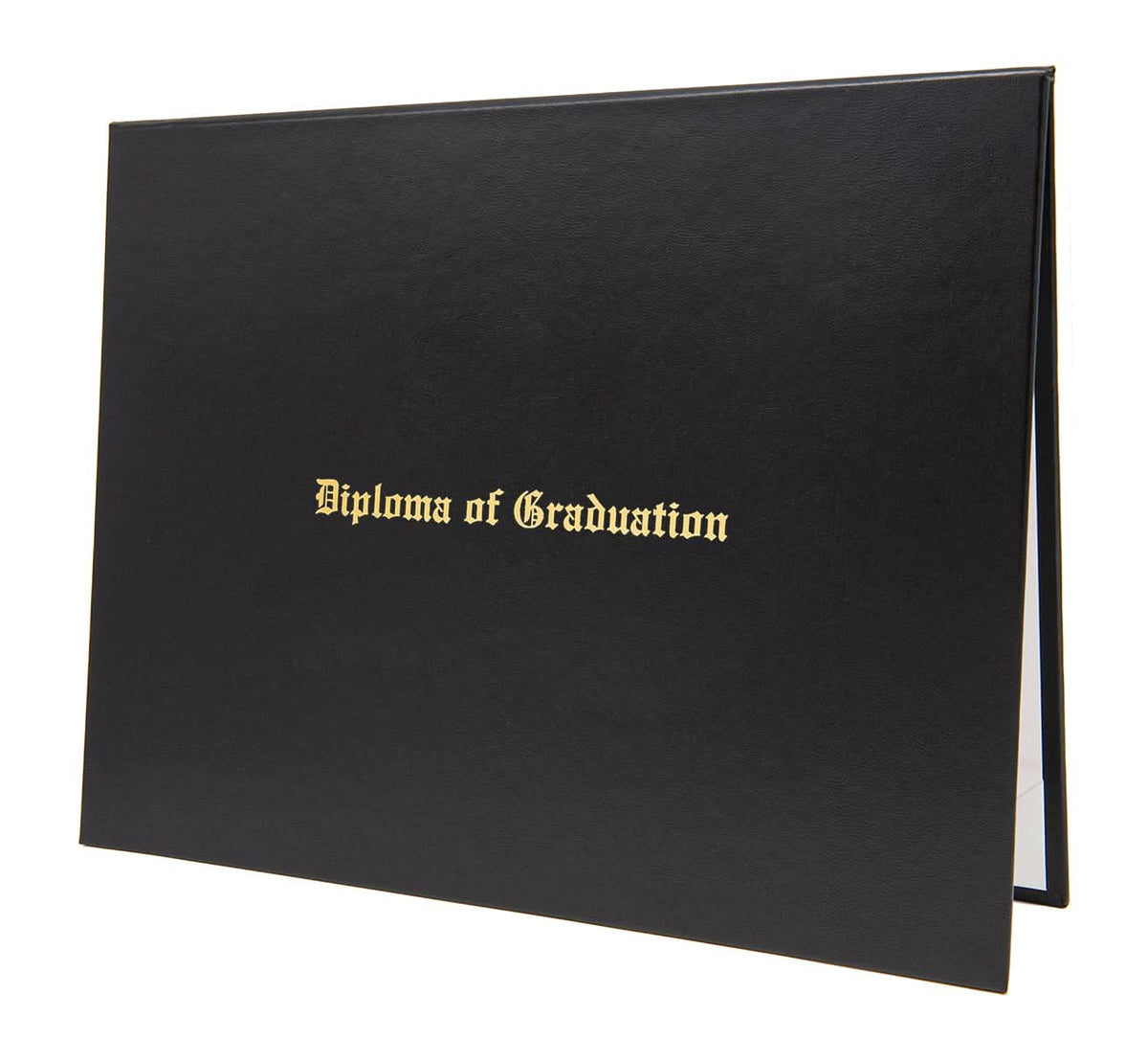 Black classic diploma cover for graduation with tent-style design, made by Honor U for official diploma presentation.
