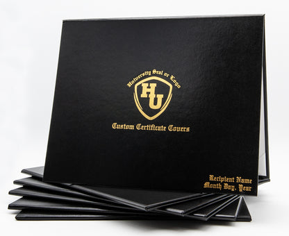 Custom Tent-Style Document Cover with Metallic Foil Printed Logo (+/- Text)