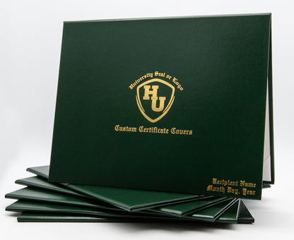 Custom Tent-Style Document Cover with Metallic Foil Printed Logo (+/- Text)