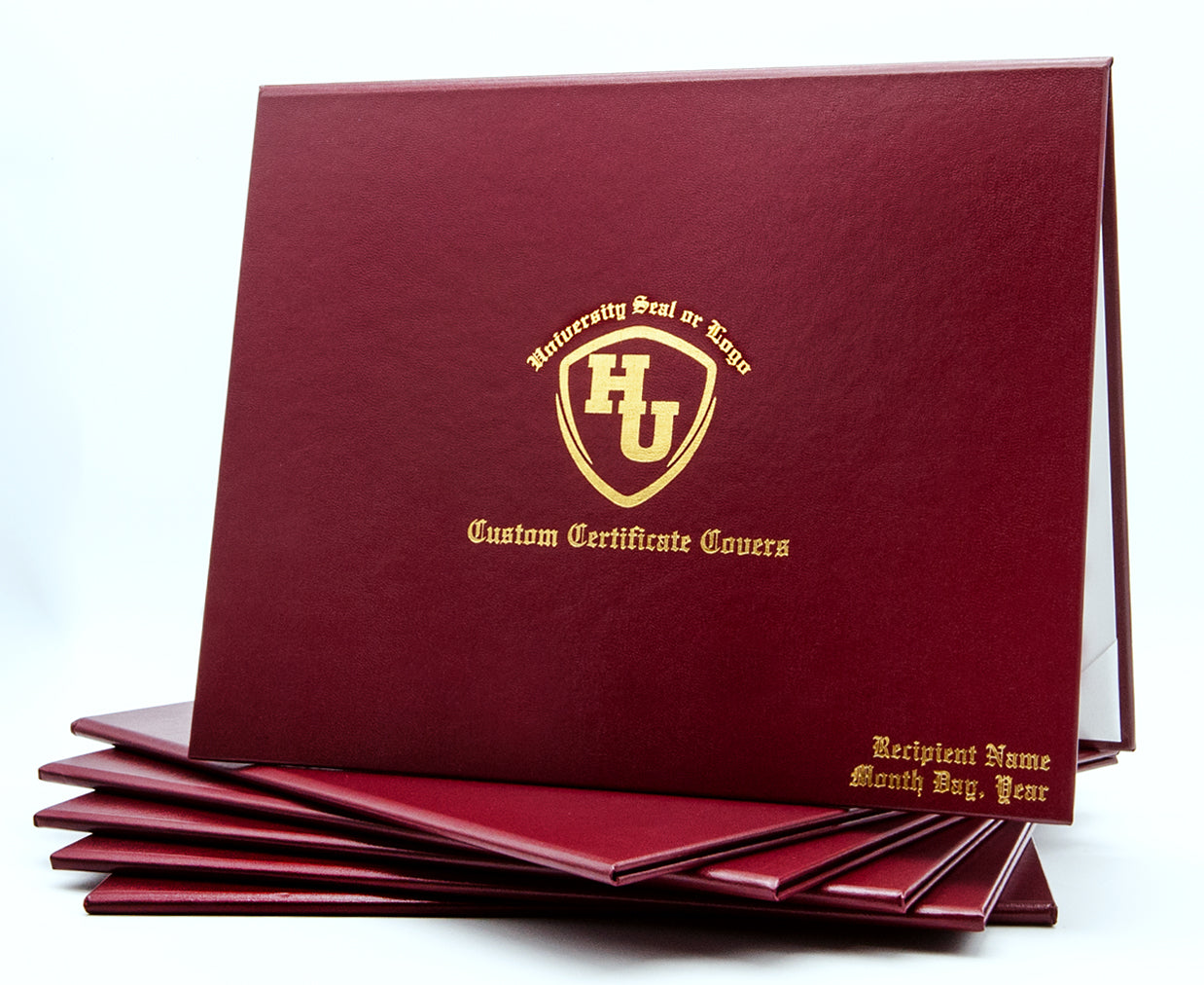 Custom Tent-Style Document Cover with Metallic Foil Printed Logo (+/- Text)