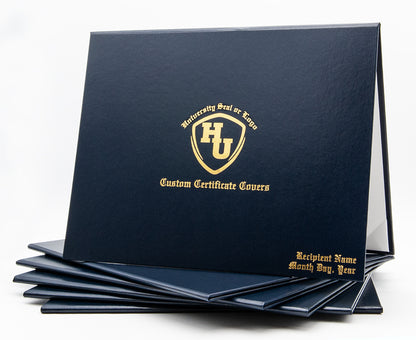 Custom Tent-Style Document Cover with Metallic Foil Printed Logo (+/- Text)