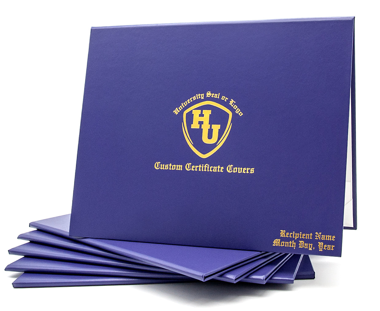 Custom Tent-Style Document Cover with Metallic Foil Printed Logo (+/- Text)