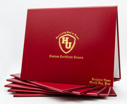 Custom Tent-Style Document Cover with Metallic Foil Printed Logo (+/- Text)