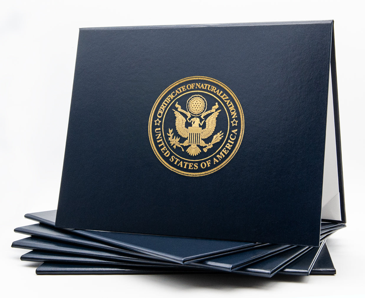 Navy blue Classic Stock Cover for naturalization certificate, tent-style document cover by Honor U.