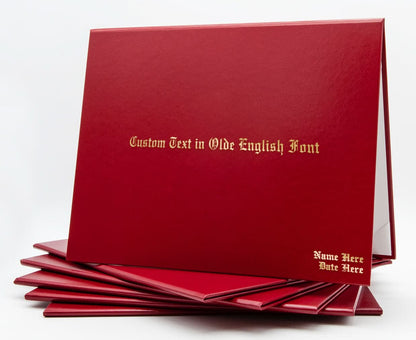 Custom tent-style document cover by Honor U with metallic foil printed text, designed for professional presentation.