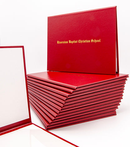 Custom Tent-Style Document Cover with Metallic Foil Printed Text Only