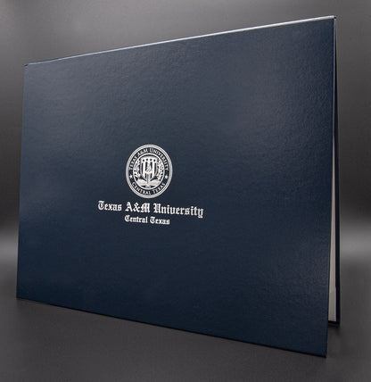 Custom Tent-Style Document Cover with Metallic Foil Printed Logo (+/- Text)