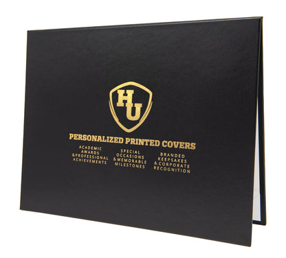 Custom Tent-Style Document Cover with Metallic Foil Printed Logo (+/- Text)