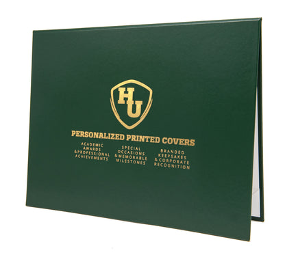 Custom Tent-Style Document Cover with Metallic Foil Printed Logo (+/- Text)