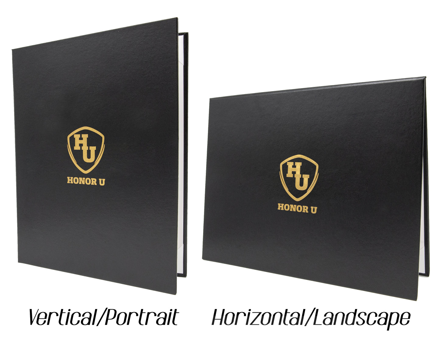 Custom Tent-Style Document Cover with Metallic Foil Printed Logo (+/- Text)