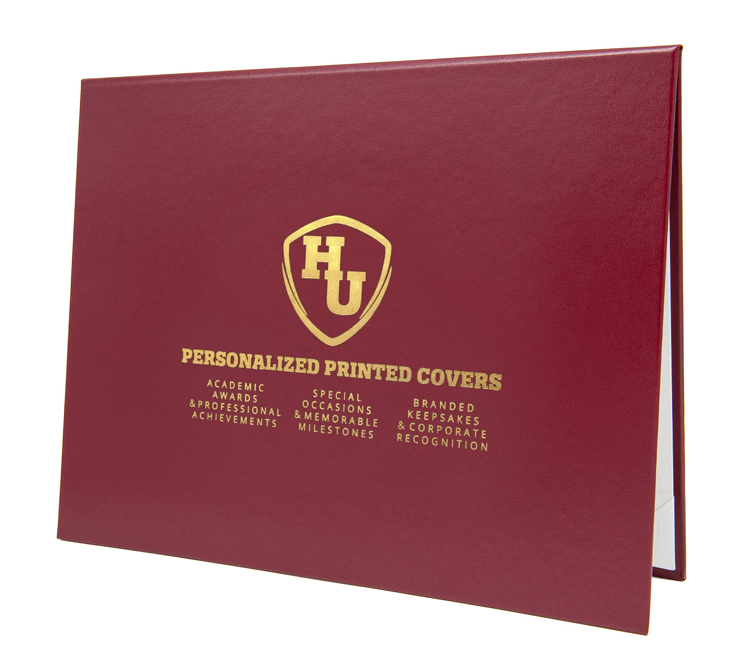 Custom Tent-Style Document Cover with Metallic Foil Printed Logo (+/- Text)