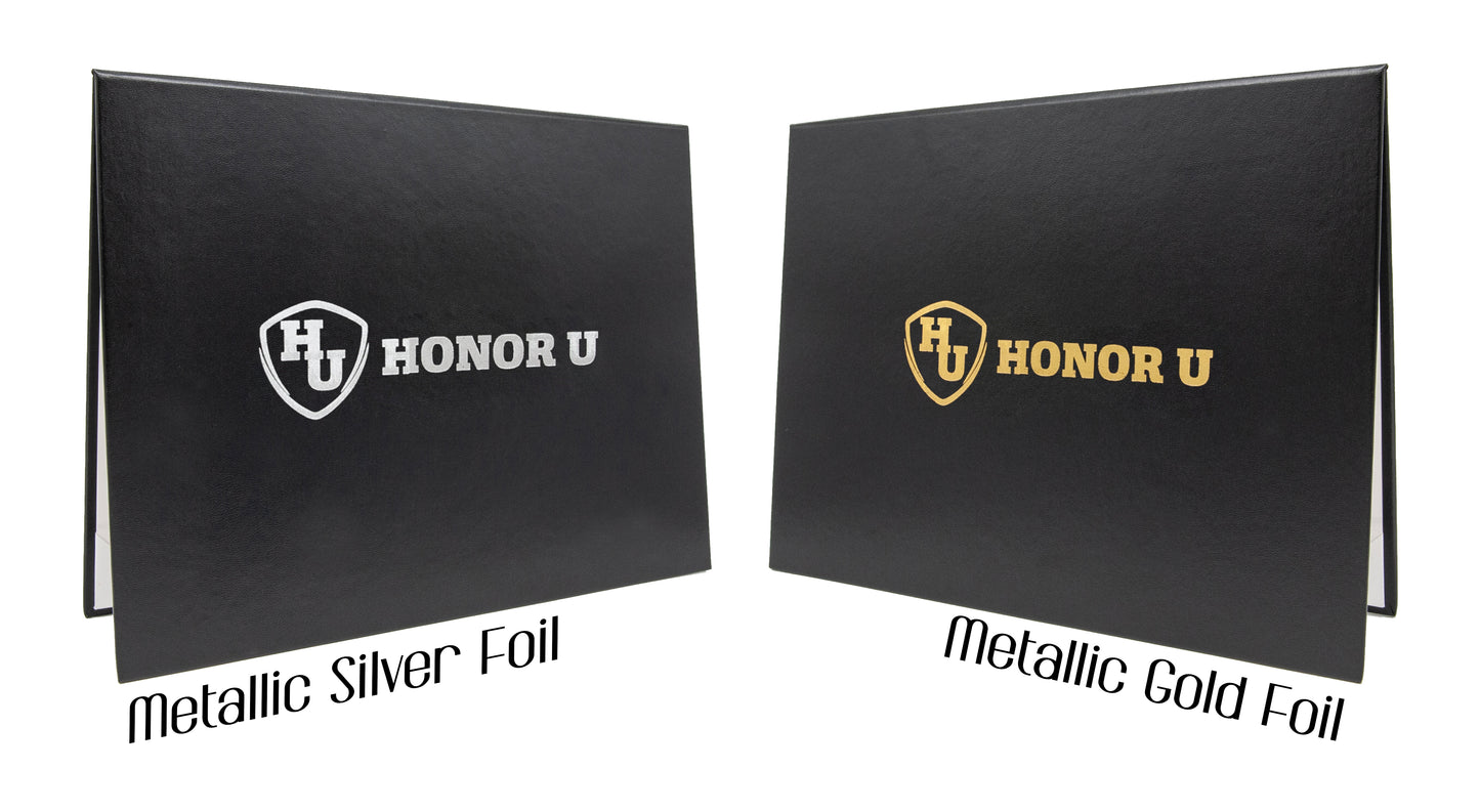 Custom Tent-Style Document Cover with Metallic Foil Printed Logo (+/- Text)