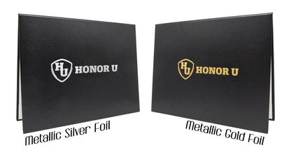 Custom Tent-Style Document Cover with Metallic Foil Printed Logo (+/- Text)