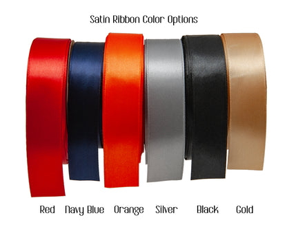 Interior satin ribbon corners available in a variety of color options such as red, navy blue, orange, silver, black, gold, or traditional white. Perfectly secure any certificate, diploma or award for professional display and recognition presentation