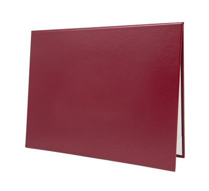 Sleek solid maroon color document cover designed for certificates, awards, or diplomas. Durable hardback case made from premium faux leather/leatherette, featuring a polished finish for a professional display. Ideal for presentations, graduations, and recognitions.