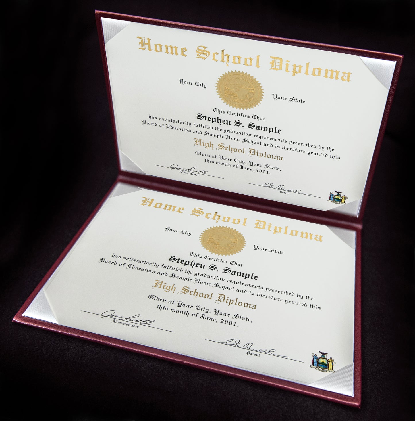 Custom Tent-Style Document Cover with Metallic Foil Printed Logo (+/- Text)